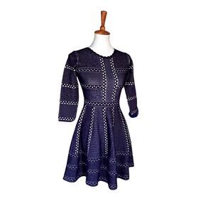 Driscoll Fit & Flare Knit Skater Dress, Navy/White Small